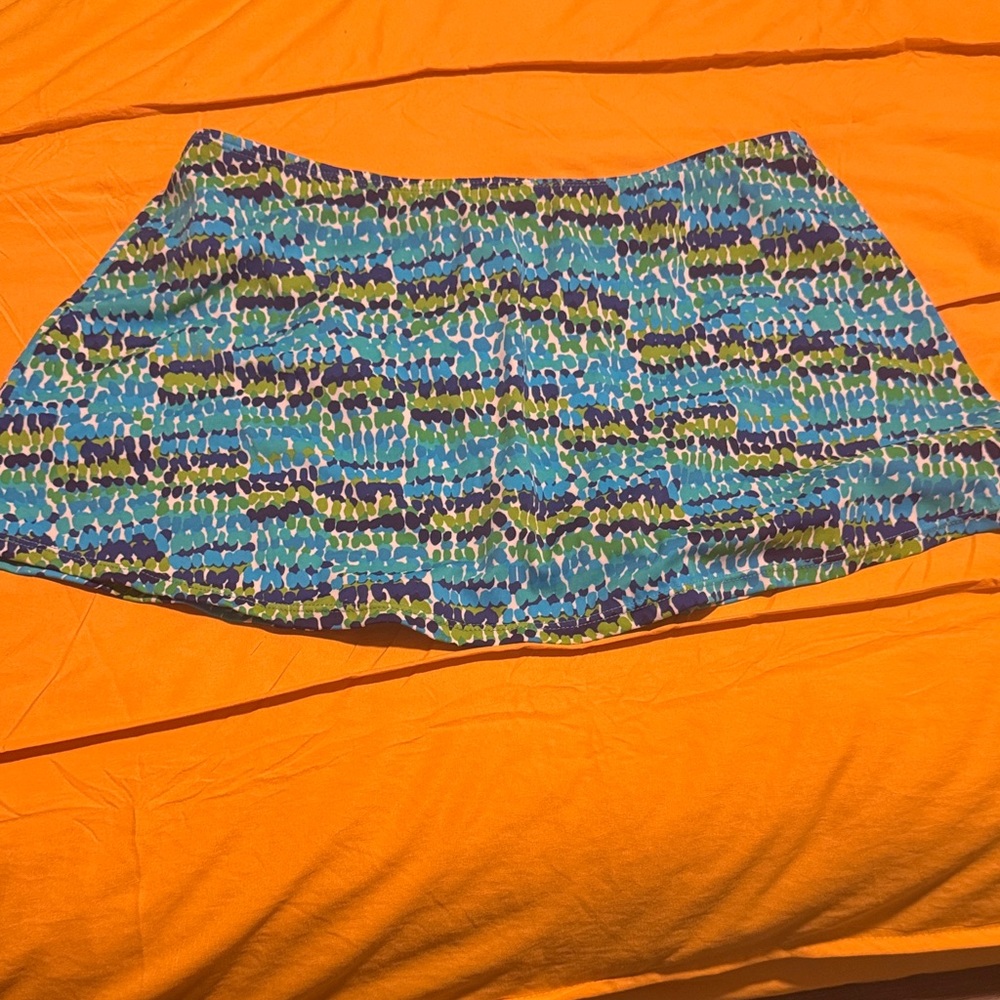Stylish Blue and Green Patterned Women's Swimsuit Skirt